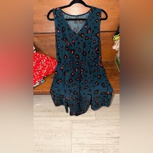 Teal and Red Leopard Print Dress